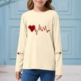 thumbnail image 6 of SERTG Girls Heart Print Valentine Crewneck Pullover Sweatshirt Long Sleeve Spring Summer Comfortable Casual Tops for Kids(Beige#1,11-12 Years), 6 of 6