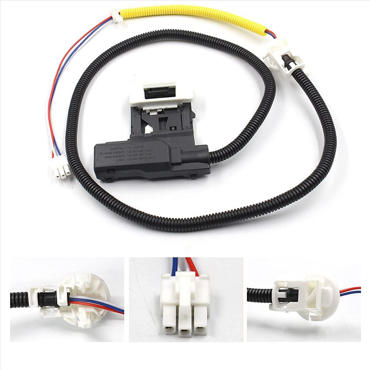2X W11307244 W10682535 Washer Lid Lock Switch Replacement(3 Wires) for ,Washing Machine Lid DoorLatch Assembly