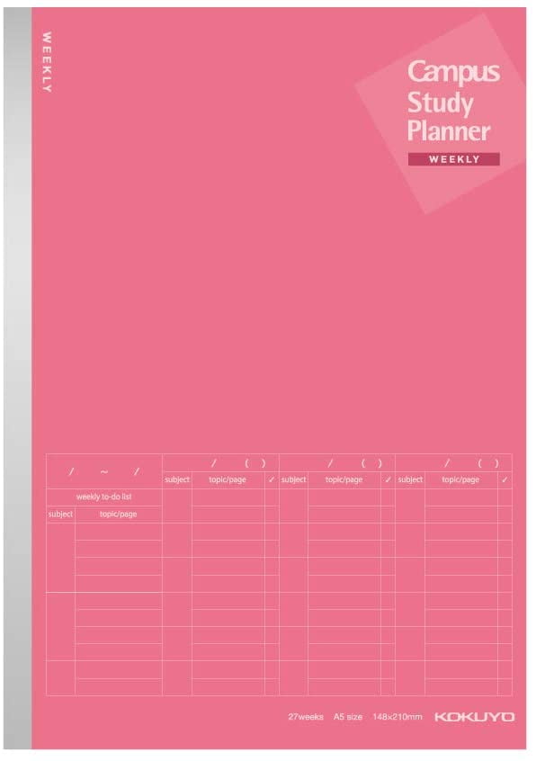 Kokuyo Campus Study Planner Notebook weekly Plan A5 28 Sheets ノ-Y82MW 
