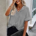 thumbnail image 6 of Yuzhih Women Tops Summer Short Sleeve Lapel Neck Tee 2025 Fashion Plain Tshirts Casual Loose Work Blouses, 6 of 7