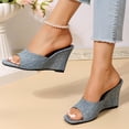 thumbnail image 6 of Anuirheih Slip on Sandals Women,Women's Wedges Shoes Ladies Beach Sandals Summer Non-Slip Causal Slippers(Light Blue), 6 of 7