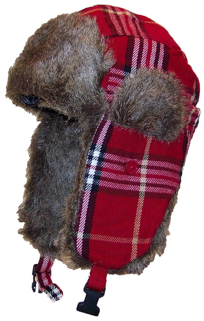 red plaid winter hat