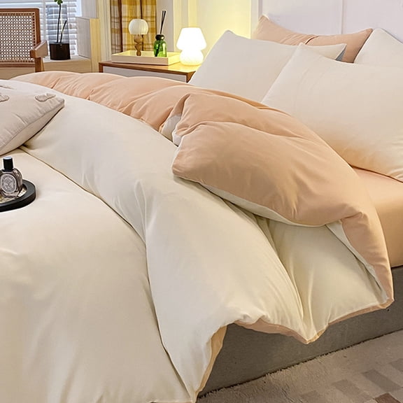 Btomtd Washed Color 4 Piece Queen Comforter Set, Bed in A Bag, Soft and Comfortable Bedding Set Included Bed Sheet Quilt Cover and 2 Pillowcases for Dorm and Home, Quilt Cover Size 79" x 59", S