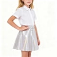 thumbnail image 3 of YUANxueke Girls Metallic Sequin Skater Skirts, Shiny Stage Performance Pleated Skirts, Fashion School Elastic Waist Skirts, 3 of 6