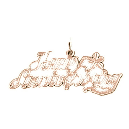 14K Rose Gold Happy Anniversary Pendant - 15 mm