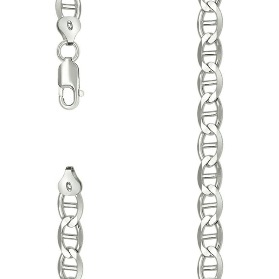 925 Sterling Silver Solid Classic Mariner Chain Silver 7mm Necklace 16 Inch Chain Necklace for Women and Men