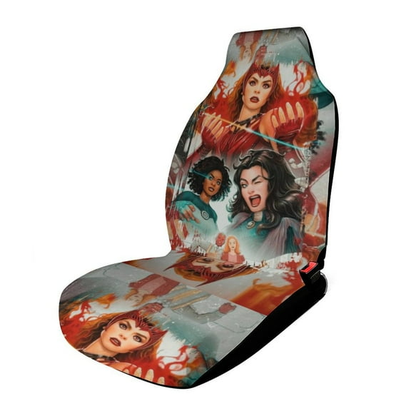 Scarlet Witch Car Seat Covers Pattern Front Seat Protector Cover Full Universal Size Auto Accessories 1PCS