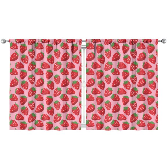 Nursery Curtains Boys Girls Kids Seamless Strawberry Print Pattern Window Drapes for Living Bedroom Playroom Room Decor Rod Pocket 52x63 Inch 2 Panels