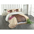 thumbnail image 3 of Ambesonne Scenery Quilted Bedspread Set 3 Pcs, Rusty Wood Door Italian, King Size, Cream Lilac Brown, 3 of 5