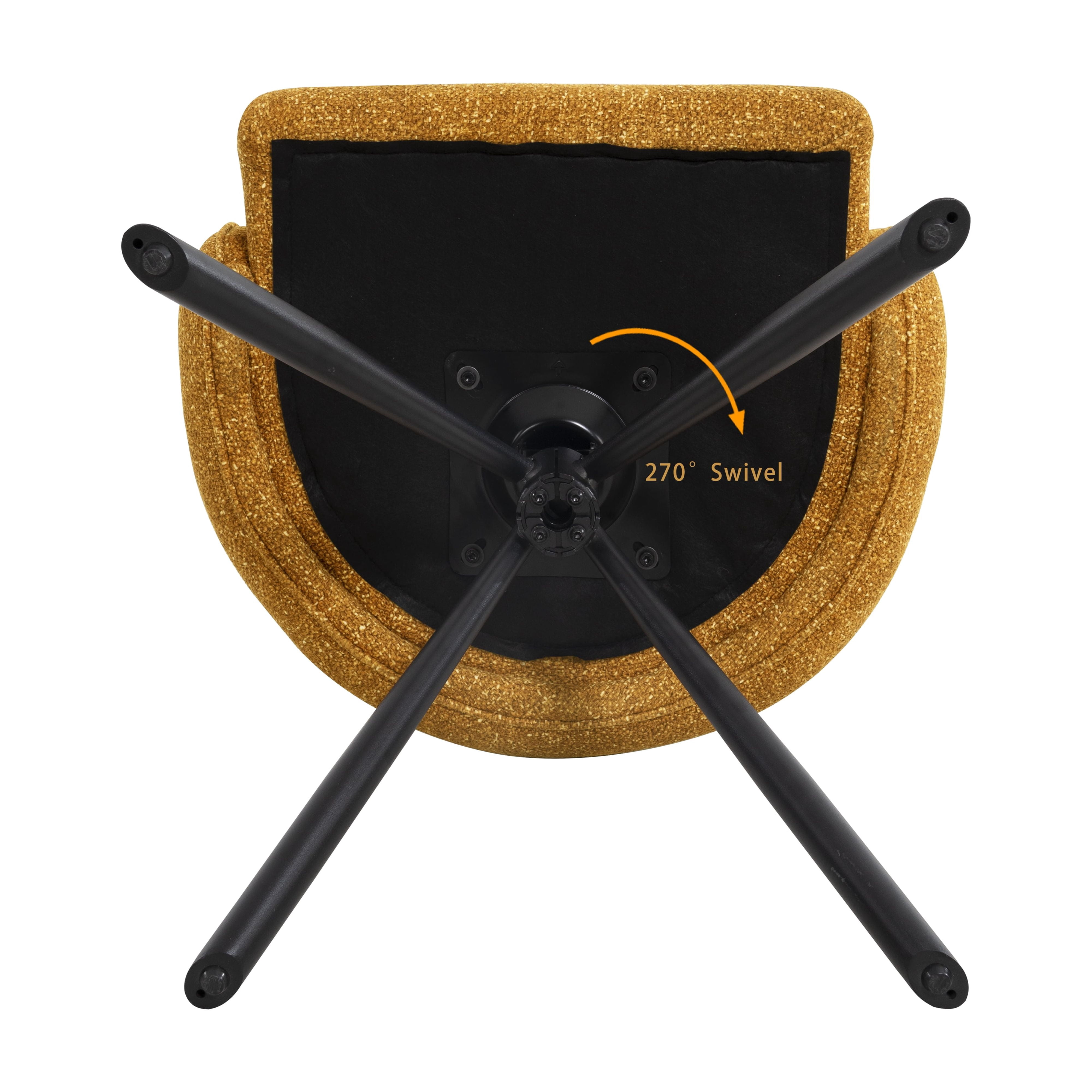 Swivel Chairs, Desk Chairs, Vanity Chairs Set Of 2 With 270 Degree Rotation Metal Base Chenille Fabric For Home Office Bedroom Makeup, Orange Thick Cushion Chair
