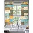 thumbnail image 2 of Brown Blue Vintage Sheer Curtains 72 Inch Length 2 Panels Set Window Treatments, Retro Farmhouse Elegant Pastoral Rod Pocket Semi Curtains for Living Room/Bedroom/Kitchen Décor, 104"W x 72"L, 2 of 7