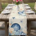 thumbnail image 4 of Navy Blue Shell Coastal Table Runner 90 Inches, Beige Starfish Coral Summer Beach Bed Runner Dresser Scarves Tabletop for Indoor Outdoor Parties/Ceremony/Banquet, 13" x 90", 4 of 9