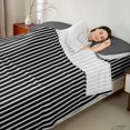 thumbnail image 4 of Castle Fairy Monochrome Linear Stripe King Sheets 4pcs,Mid Century Vertical Line Bedding,White Black,1 Flat Sheet, 1 Fitted Sheet and 2 Pillowcases, 4 of 7
