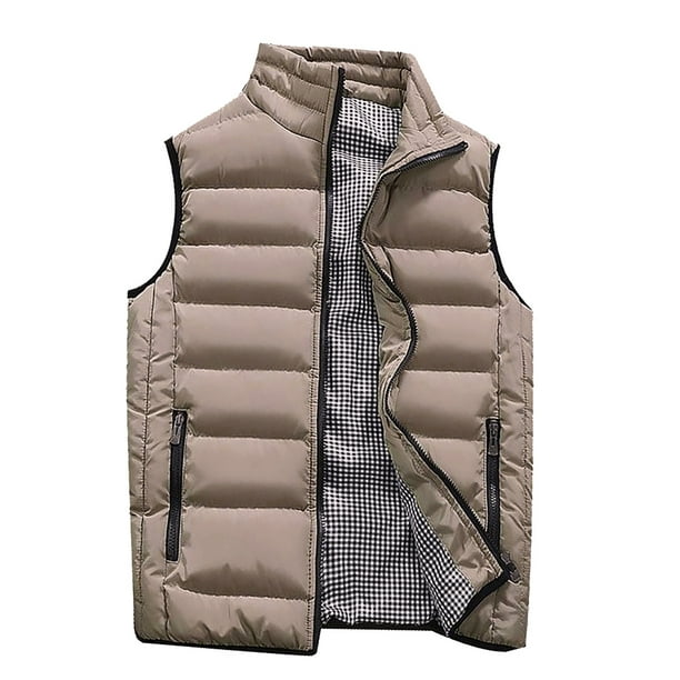 Men Autumn Winter Coat Padded Cotton Vest Warm Hooded Thick Vest Tops Jacket L Bodega Aurrera en linea