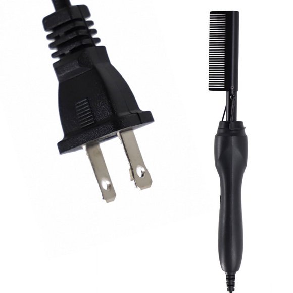 Hongchun Fer à lisser à peigne chaud, peigne chauffant électrique, peigne de presse à lisser portable anti-brûlure, peigne en céramique, brosse chauffante pour fer à friser portable de sécurité (noir)