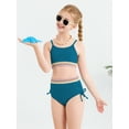 thumbnail image 5 of GYRATEDREAM Girls 2 Piece Swimsuit Woven Color Block Welt Adjustable Straps Swimwear Top High Waisted Bottom Bikini Sets Bathing Suits, 5 of 9