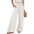 thumbnail image 2 of Womens Summer Casual Loose Wide Leg Palazzo Pants High Waist Flowy Beach Trousers Work Outfits, 2 of 9