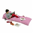 thumbnail image 3 of Pink Floor Pillow Lounger Cover, Vertical Hexagonal Shapes with Dots Inside Tied with Lines Geometric Vibrant, Nap Mat Printed Fabric Case for 5 Pillows, 88" x 36", Pale Blue White Pink, by Ambesonne, 3 of 5
