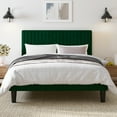 thumbnail image 3 of Amolife Full Size Upholstered Platform Bed Frame with Adjustable Velvet Headboard, Green, 3 of 10