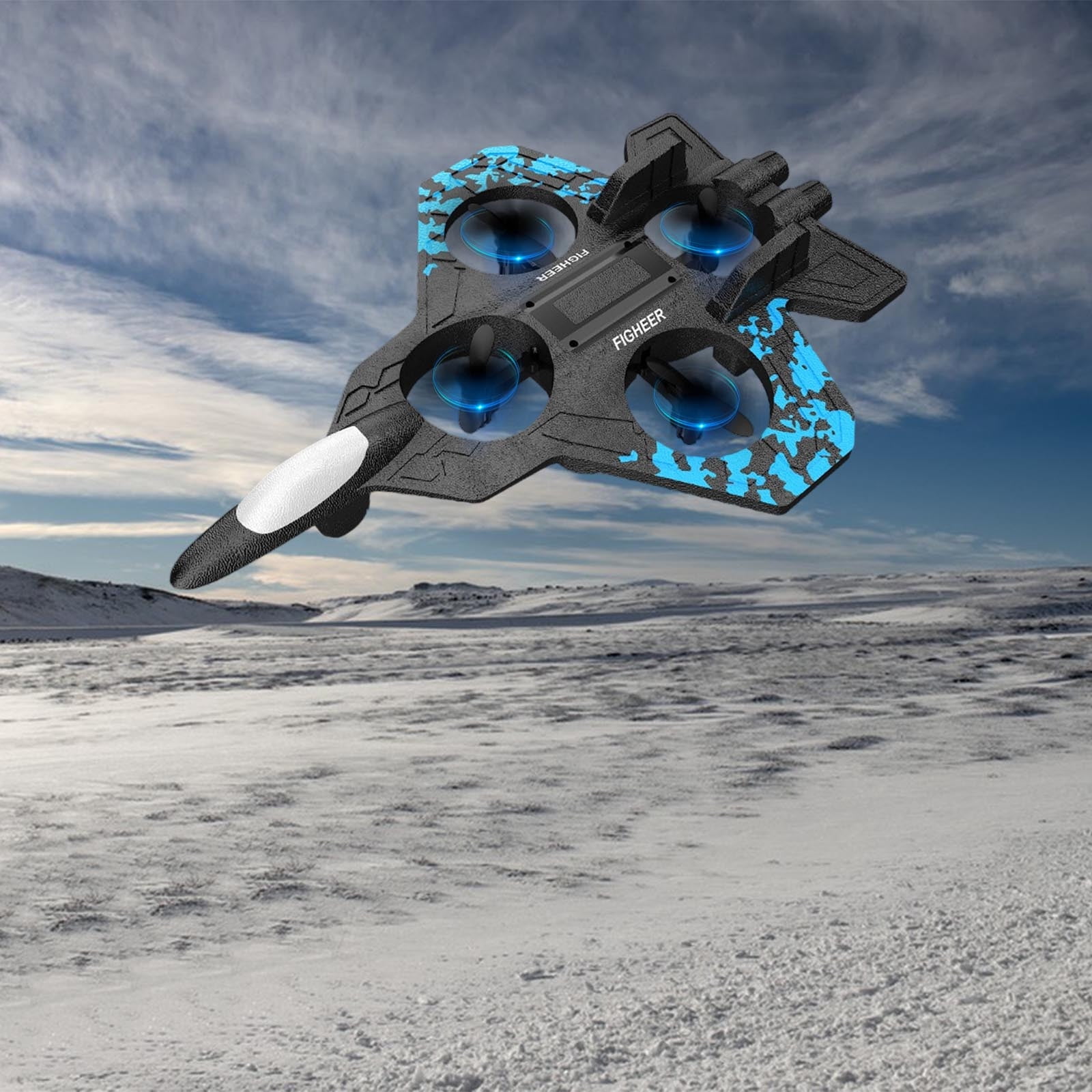 Foam RC Fighter Drone for Ki-ds, Long Battery Life Quadcopter with Battle Mode, Easy Fly Remote Control Plane, Durable Toy for B-oys & Gi-rls Outdoor
