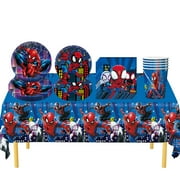 HEXNNHA Spiderman Birthday Party Supplies, Birthday Decorations for Boys Girls Kits Include Birthday Banner, Balloons, Cake Toppers MW525-130