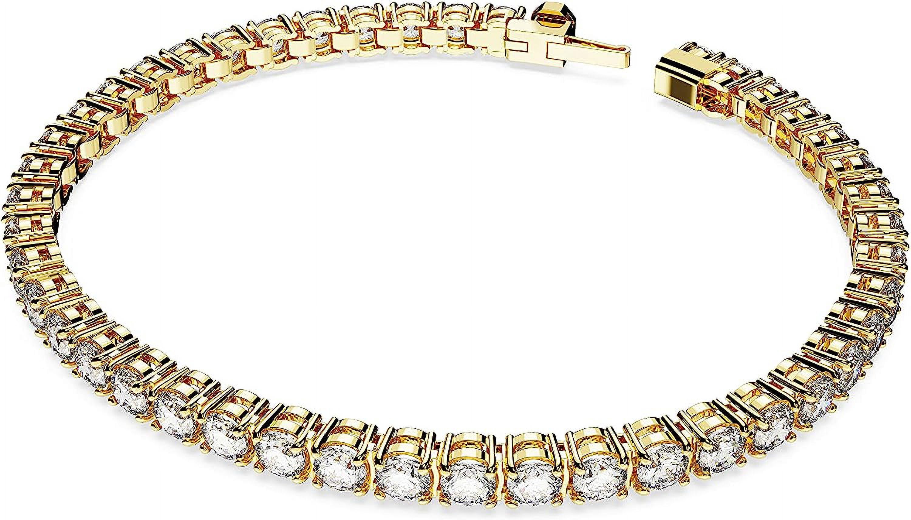Swarovski Gold-Tone Plated Round Cut Matrix Tennis Bracelet