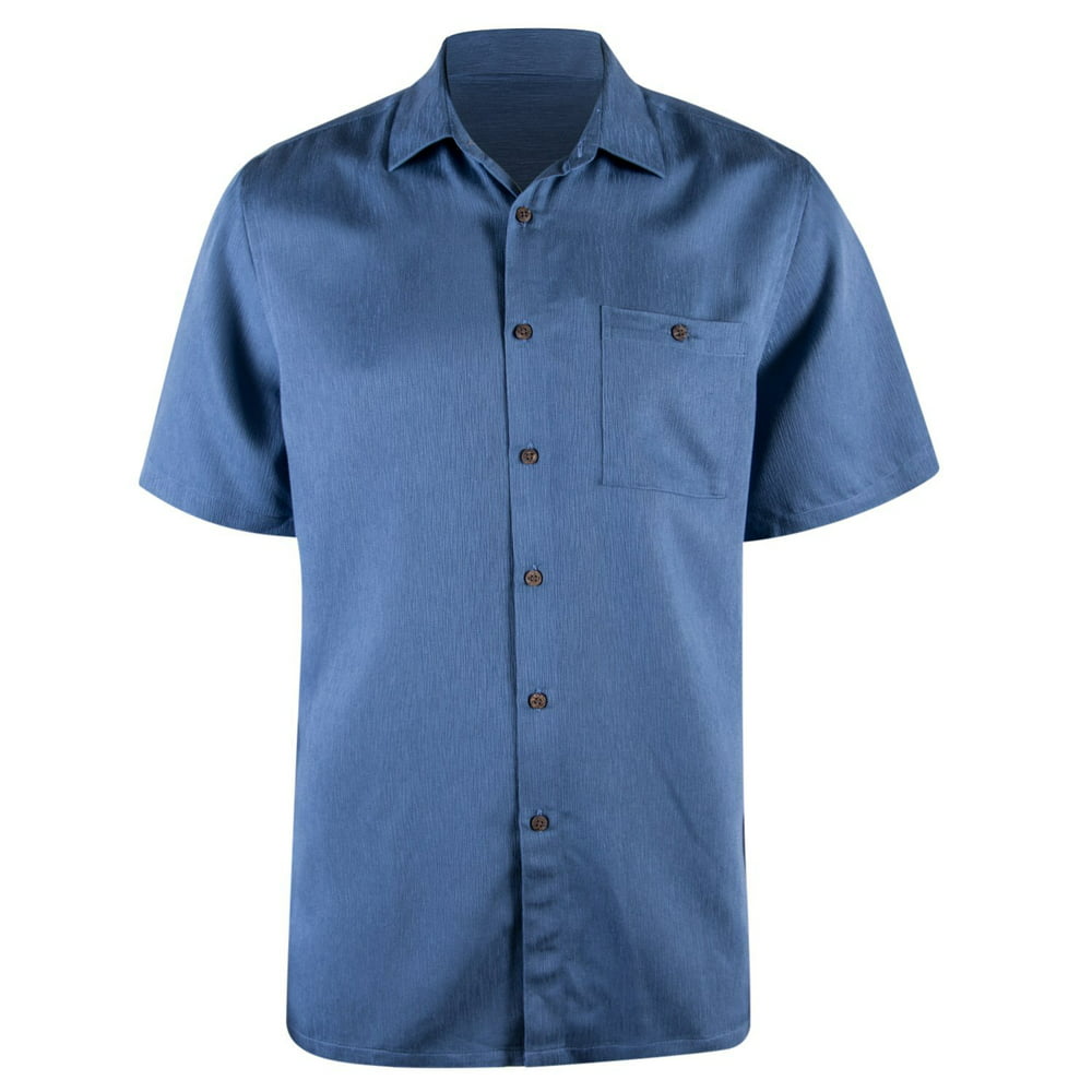Campia Moda - Campia Mens Textured Solid Crepe Weave Short Sleeve Blue ...