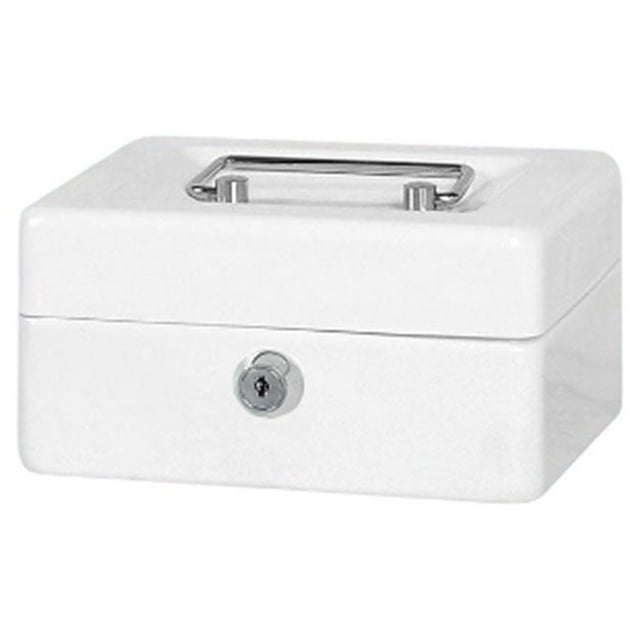 VONKY Home Office Hotel Lockable Mini Money Cash Case Bedroom Bracelet Coin Tray Thick Safe Box with Lock Security Container White