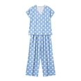 thumbnail image 6 of hoksml Women's Polka Dot 2 Piece Outfit, V Neck Cap Sleeve Top and Elastic Waist Wide Leg Pants Casual Lounge Set, 6 of 6