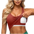 thumbnail image 5 of FDGIU Women's Racerback Padded Sports Bra Tank, Solid V Neck Cropped Workout Athletic Camisole Top, 5 of 8