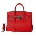 thumbnail image 4 of Bolso Birkin con patrón de lichi a la moda de piel de vaca de primera capa para mujer, 4 of 5