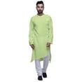 thumbnail image 1 of Atasi Satin Slub Designer Button DownKurtaFor Men Casual Summer WearKurtas-Small, 1 of 1