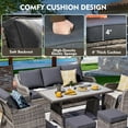 thumbnail image 6 of MEISSALIVVE 8 Pieces Patio Furniture Set with Dining Table, Outdoor Wicker Conversation Set with 3-Seat & 2-Seat Sofas, Wicker Armrest Swivel Chairs, 2 Ottomans, Gray, 6 of 10