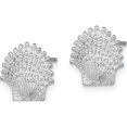 thumbnail image 2 of 14K White Gold Brilliant, Modern, Handcrafted Polished 10.3 Mm Rhodium Beaded Scallop Shell Post Earrings, 2 of 4
