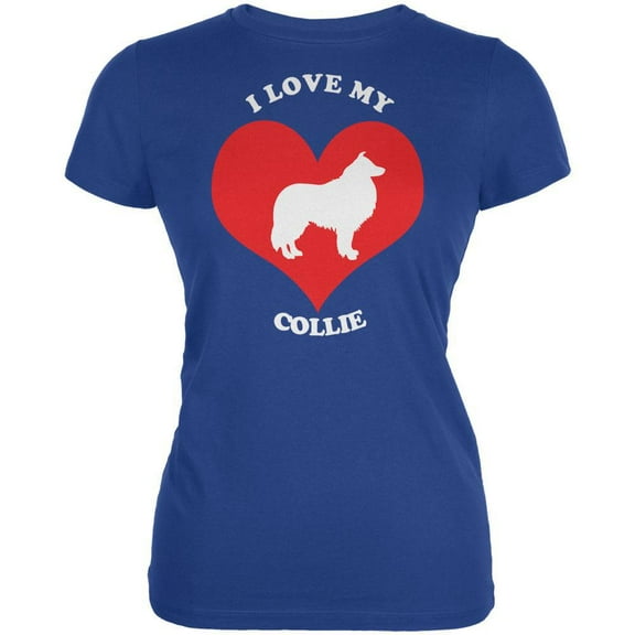 Valentines I Love My Collie Royal Juniors Soft T-Shirt - Medium