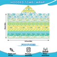 thumbnail image 2 of Blue Pioneer Flower Striped Pattern Hooded Bath Towel，50"x30" for Ages 3 To 12 Kids, Quick Dry Lightweight Soft Microfiber Hood Beach Towel Cover Up for Kids, 2 of 7