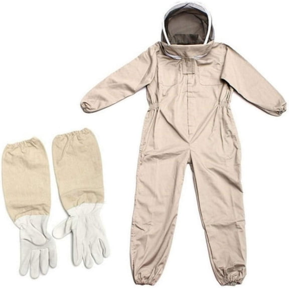 Full Suit with Gloves, Beekeeper's Outfit for Safe Handling, Adjustable Coveralls Complete Beekeeping Protection