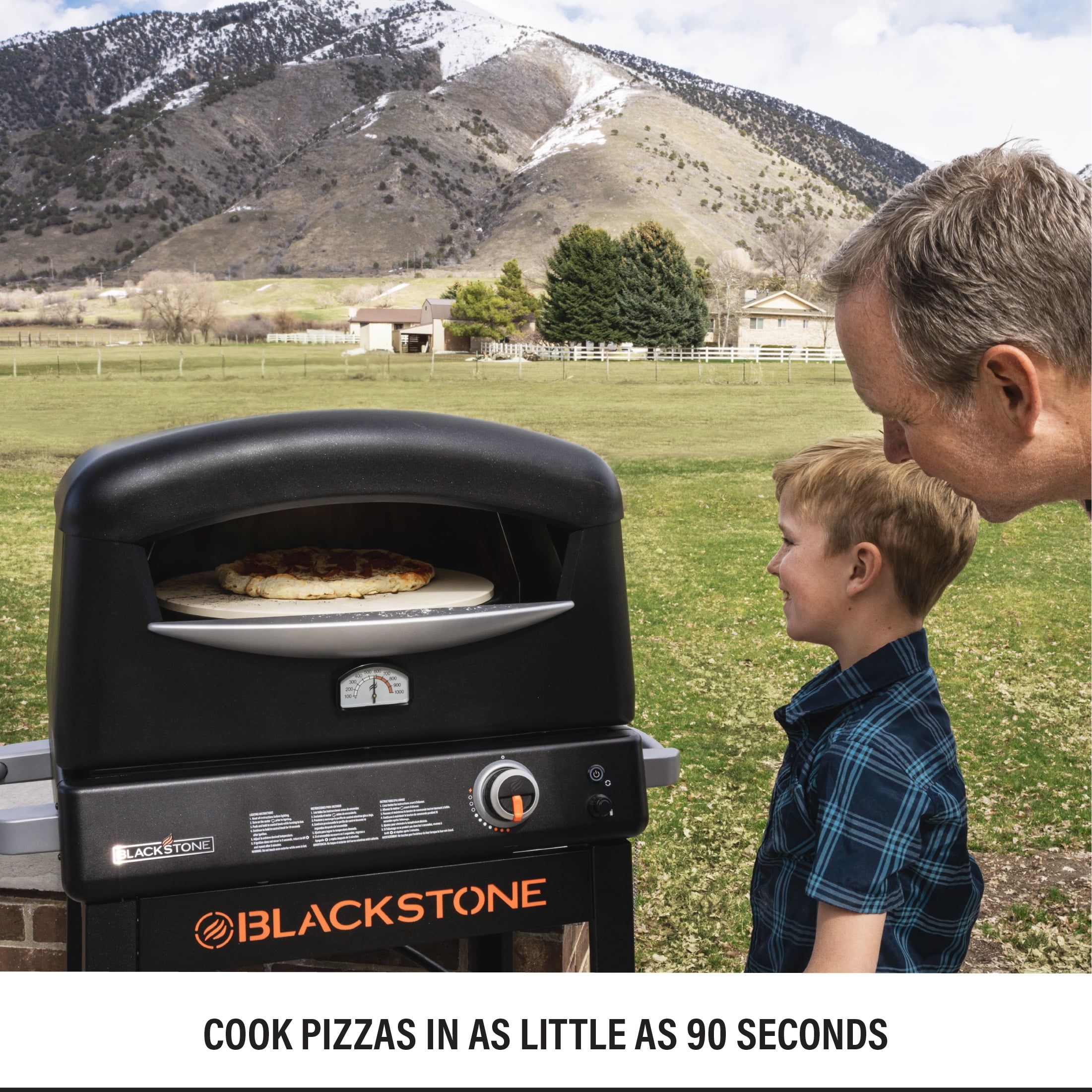 Blackstone Outdoor Propane Pizza Oven with 16" Rotating Cordierite Stone and Mobile Stand