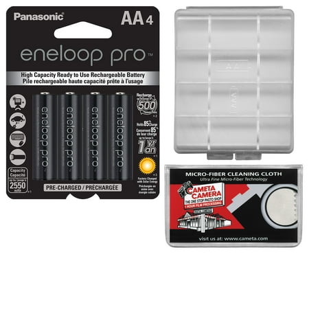 Aa Panasonic Batteries Case - Panasonic eneloop Pro (4) AA 2550mAh Pre-Charged NiMH Rechargeable Batteries with Battery Case + Kit