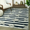 thumbnail image 2 of Balta Sereia Starfish Coastal Striped Area Rug Teal/Grey 2'7" x 7' Runner 8' Runner Runner, Indoor Entryway, Bedroom, Dining Room Taupe, Grey, 2 of 5