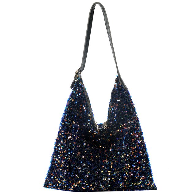 Bolso de mano de lentejuelas de moda para mujer, bolso de compras de gran capacidad (negro) Likrtyny Para estrenar