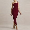 thumbnail image 6 of Ruimatai Women's One Shoulder Sleeveless Ruched Bodycon Midi Dress Elegant Stretchy Figure Flattering Cocktail Party Dress, 6 of 6