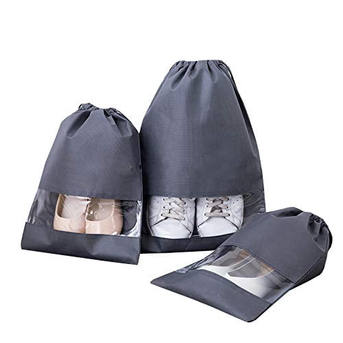 atorakushon Non Woven Fabric Shoe Cover Travelling Storage Bag Footwear Wardrobe Organizer Pouch Pack of 24 Grey