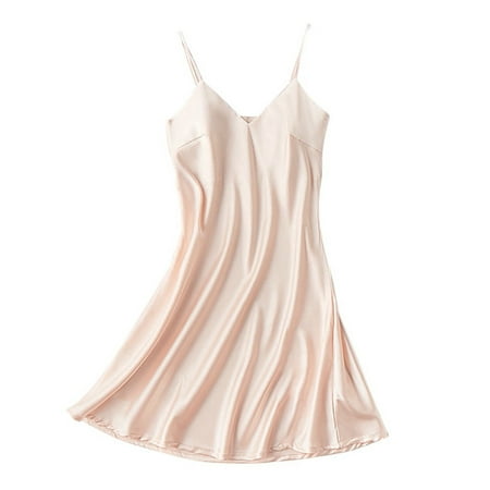 hoksml Sexy Womens Sleepwear on Clearance! Solid Chemise Satin Silk Nightgowns Spaghetti Strap Lingerie Dress for Women