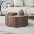 thumbnail image 2 of Simple Deep Walnut Cylindrical Coffee Table, 27.5-Inch Diameter X 12 Inch Height, MDF Material Living Room Furniture, Suitable for Industrial Style or Modern Minimalist Living Room (Walnut), 2 of 11
