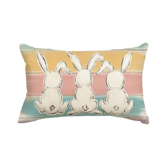 Cheapark Easter Bunny Lumbar Pillow Cover Decorative Cushion Case For Sofa Bed Spring Holiday Home Decor 4.65 x 7.75 Inches