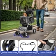 thumbnail image 6 of Uforic 4 Wheels Foldable Pet Strollers with Storage Basket & Cup Holder & Rain Cover  for Small & Medium Dogs & Cats,Gray, 6 of 10