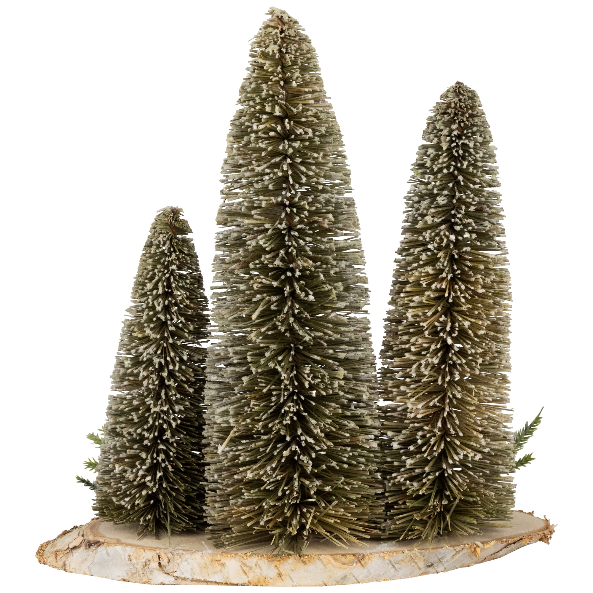 Northlight Frosted Bottle Brush Tree Trio Christmas Decoration - 10.25"