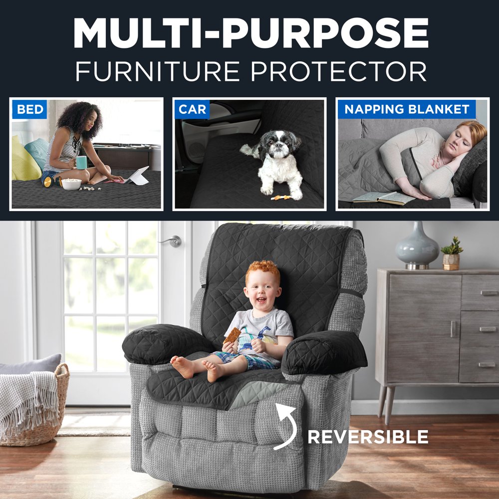 Mainstays Recliner Reversible Quilted Microfiber Pet Cover Multipurpose
