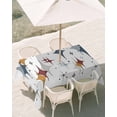 thumbnail image 3 of 52x70 Inch Outdoor Tablecloth with Umbrella Hole Zipper Rectangle Blue Red Diamond Rectangular Tablecloths Outside Waterproof Modern Geometric Middle Century Patio Table Cloth Cover for Picnic Party, 3 of 8